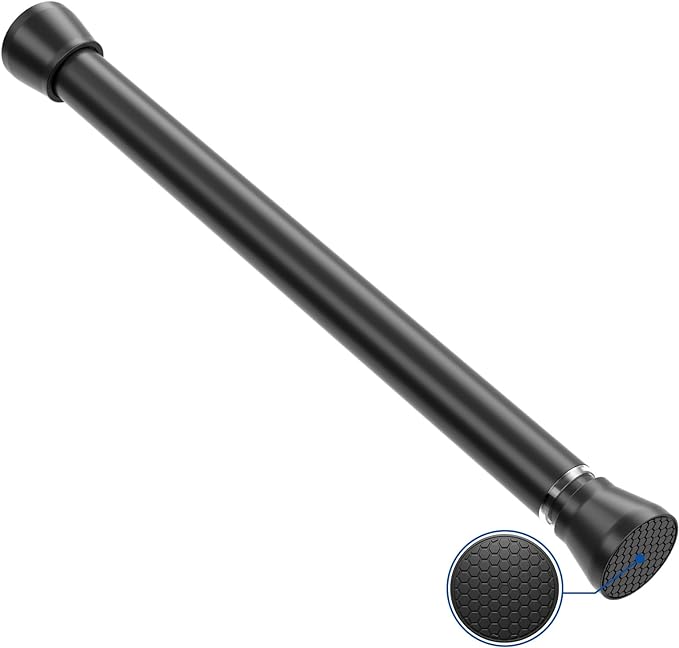 Black Tension rod 16 to 26 Inch Spring Curtain Rods No Drilling Small Rods by QINGYUN