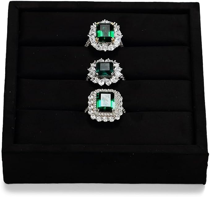 Oirlv 3 Slots Velvet Small Ring Organizer Earrings Trays Showcase Display - Image 5