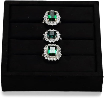 Black Velvet 3-Slots Jewelry Ring Display Tray Showcase Small Jewelry Display by Woodten