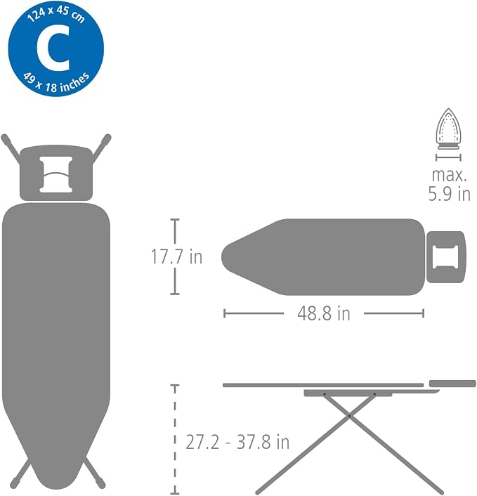 Brabantia - Ironing Board C - Flexible Steam Iron Rest - Adjustable in Height - - Image 7