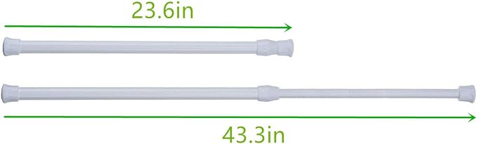 4 Pack Spring Tension Curtain Rod, 23.6-43.3 Inches Tension Rods Cupboard Bars - Image 2