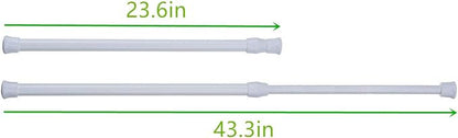 4 Pack Spring Tension Curtain Rod, 23.6-43.3 Inches Tension Rods Cupboard Bars - Image 2