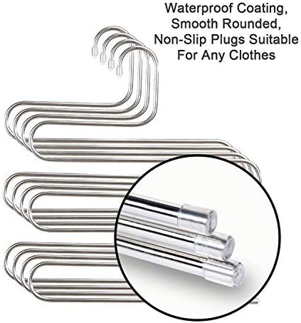 devesanter Pants Hangers Non-Slip S-Shape 4 Pack Trousers Hangers Stainless - Image 3