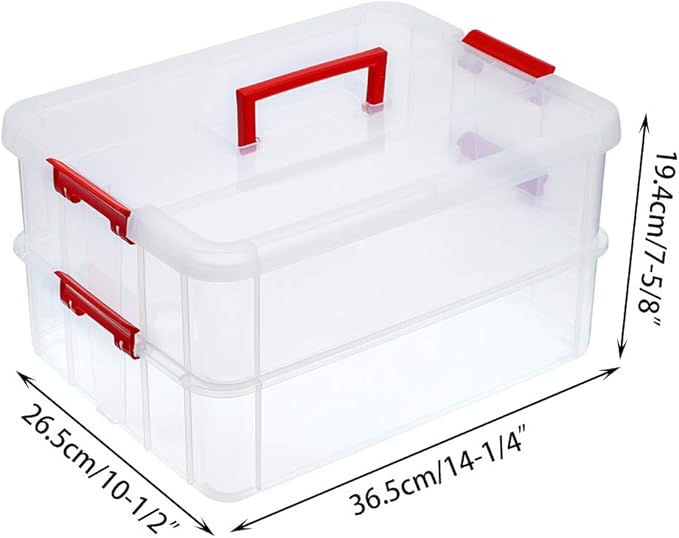 BTSKY 2 Layer Stack & Carry Box, Plastic Multipurpose Portable Storage - Image 4