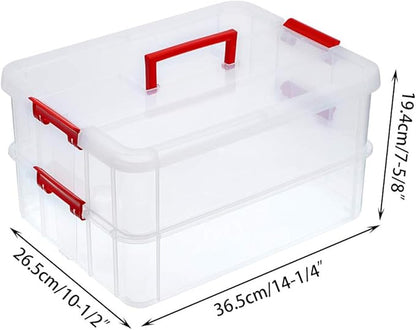 BTSKY 2 Layer Stack & Carry Box, Plastic Multipurpose Portable Storage - Image 4