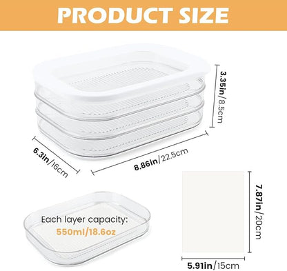 3 Layer Deli Meat Container for Fridge Stackable Organizer | Fridge storage for - Image 2