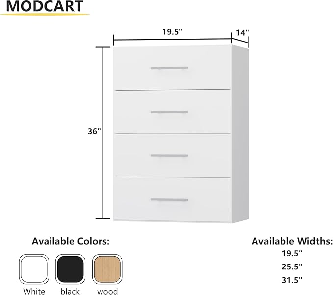 4 Drawer Short Tower Closet Unit, Modular Closet System, Wood Closet System - Image 2