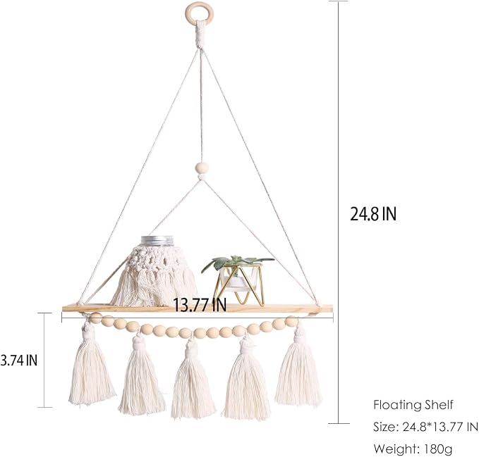 Artilady Macrame Wall Hanging Shelf - Image 2