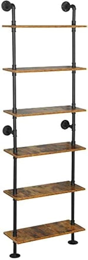 ZIOTHUM 6-Tier Industrial Pipe Shelves Shelf Shelving Rustic Wood Metal Wrought by ZIOTHUM