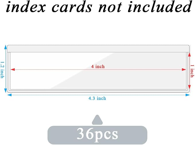 36 Pack 1.2" x 4.3" Self-Adhesive Label Holders Index Card Pockets - Image 4