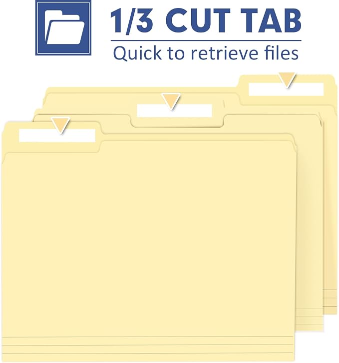 File Folder, PANDRI 270 Pack File Folder, 1/3 Cut Tab, Letter Size, Filing - Image 4