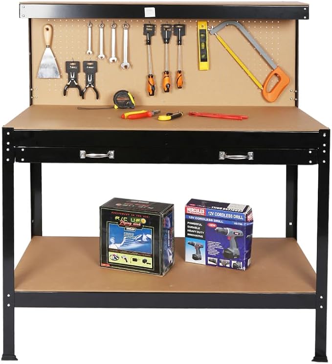 Wood Work Bench, 115cm Outdoor Wooden Workbench Garden Work Table, Potting by Unknown