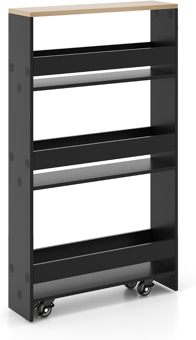 Slim Rolling Storage Cart, 4 Tier Narrow Kitchen Cart - Image 9