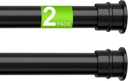 2 Pack Spring Tension Rods 28-48 Inch, No Drill Tension Curtain Rods Black | by HAOYUNTE