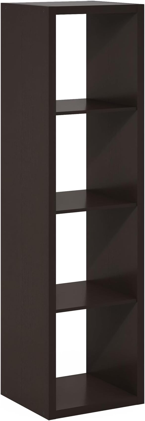 Furinno Cubicle 4-Cube Book Shelf, Extra Thick Vertical Bookshelf, Dark Oak | - Image 11