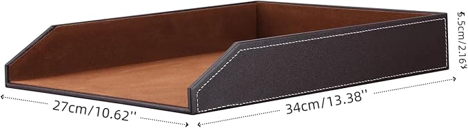 KINGFOM Letter Tray, PU Leather Paper Organizer Tray - Image 2