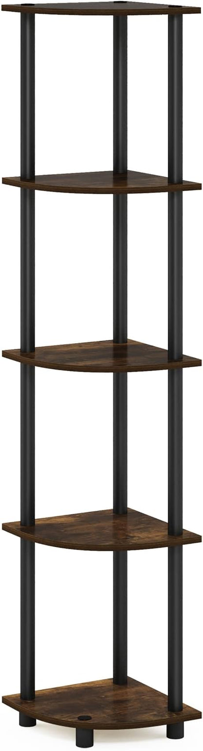Furinno TURN-N-TUBE Corner Shelf, 5-Tier Corner Bookshelf, Open Storage Shelves by Furinno-FitsYourSpaceFitsYourBudget