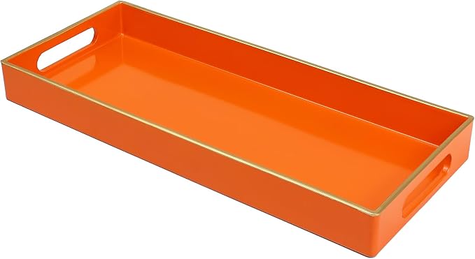 Orange Bathroom Vanity Tray for Countertop, Small Plastic Toilet Tank Versatile by Leemxiiny