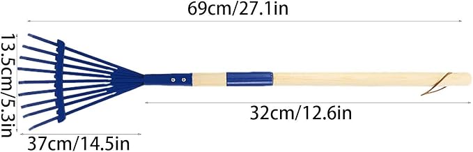 Kids Leaf Rake | 27 Inch Detachable Wooden Handle - Image 9
