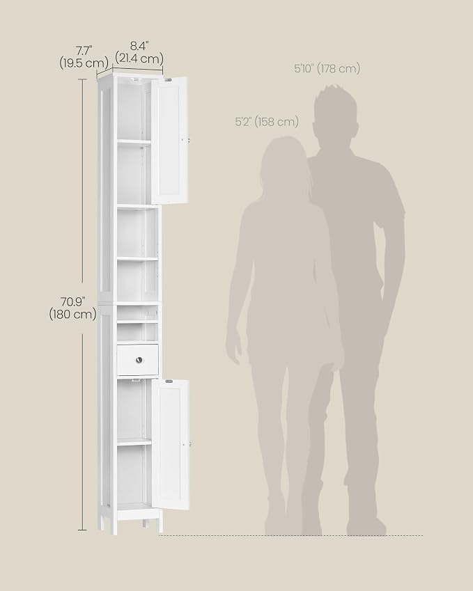 VASAGLE Tall Storage Cabinet, Slim Freestanding Floor Cabinet - Image 3