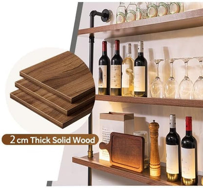 55.1in Large Wine Rack with LED Light Solid Wood Wall Mounted Wine Rack - Image 5