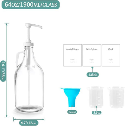 64 OZ Laundry Detergent Dispenser BY VEGEVIGI, Glass Liquid Laundry Soap - Image 2