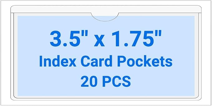 20 PCS Clear Self Adhesive Plastic Label Pockets, Top Loading Business & by Kvatr-X