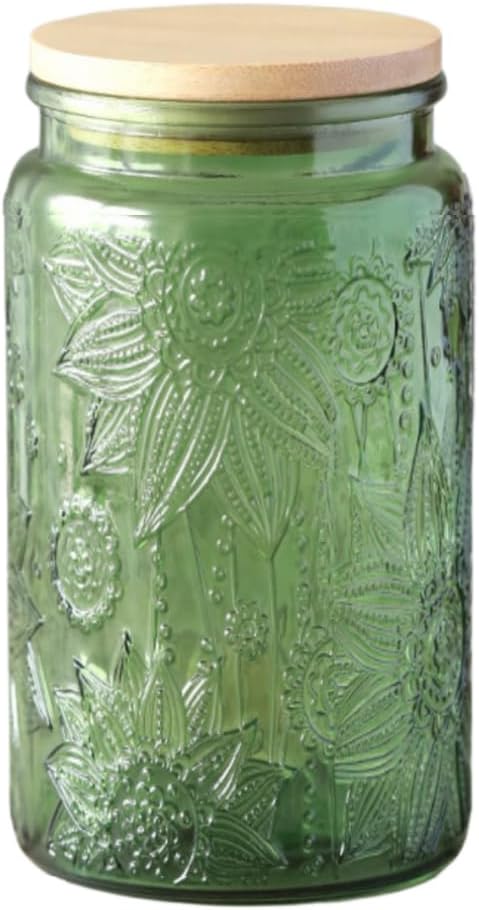 ANSQU Green Glass Canister, 34oz Candy Jar by ANSQU