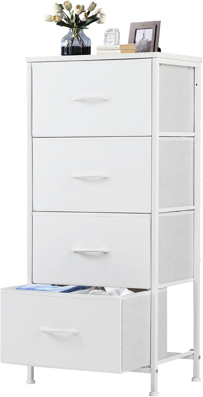 DUMOS Nightstand with 4 Drawers Bedside Table with Removable Fabric Bins Sturdy by DumosLifestyle
