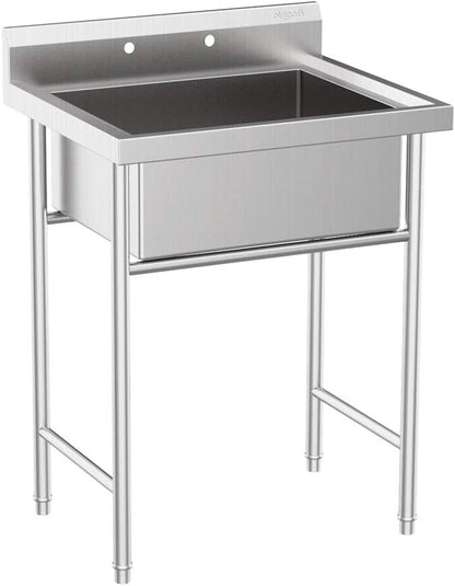 VINGLI Upgraded 28" Free Standing 304 Stainless Steel Utility Sinks by VINGLI