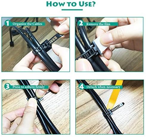 50 Pieces Cable Management Desk Wire Organizer Cable Ties Zip Ties Adhesive - Image 6