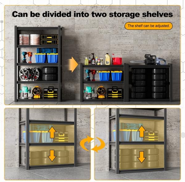Heavy-Duty Steel Garage Shelving Unit, 600 lbs per Shelf, Adjustable Metal - Image 5