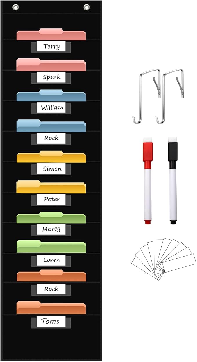 10 Pocket Hanging Wall File Organizer by ANCOMEDO
