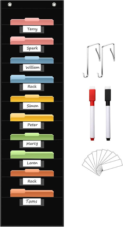 10 Pocket Hanging Wall File Organizer by ANCOMEDO