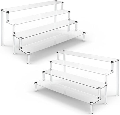 ULENDIS 2 Pack 4 Tier Clear Acrylic Display Risers Stand Shelf, Acrylic Stands by ULENDIS