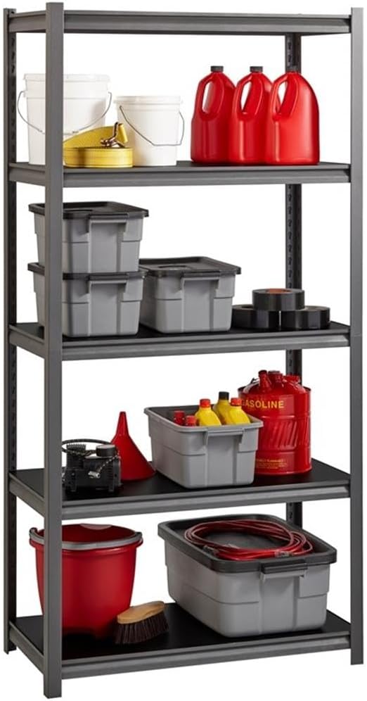 Pemberly Row 3200lb Riveted Metal Shelving Unit, Steel Frame by PEMBERLYROW