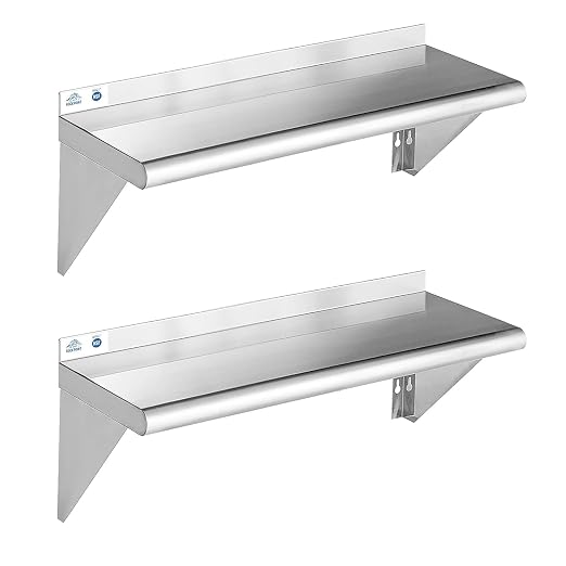 ROCKPOINT Stainless Steel Shelf 10 x 30 Inches 225lb, 2 Pack NSF Metal by ROCKPOINT