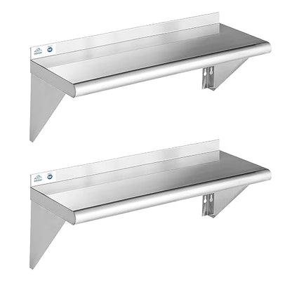 ROCKPOINT Stainless Steel Shelf 10 x 30 Inches 225lb, 2 Pack NSF Metal by ROCKPOINT