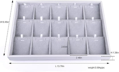 Oirlv Velvet Stackable Jewelry Tray Display Organizer, 15 Grids Insert | - Image 6