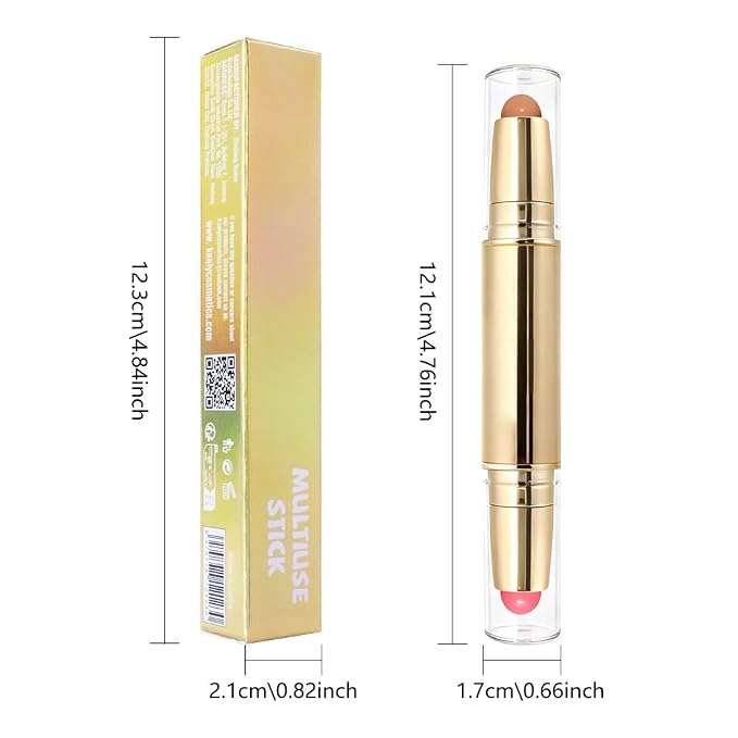 evpct 2In1 Blush Contour Multiuse Makeup Stick, Rose & Warm Nude Brown Creamy - Image 6