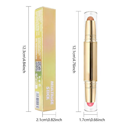 evpct 2In1 Blush Contour Multiuse Makeup Stick, Rose & Warm Nude Brown Creamy - Image 6