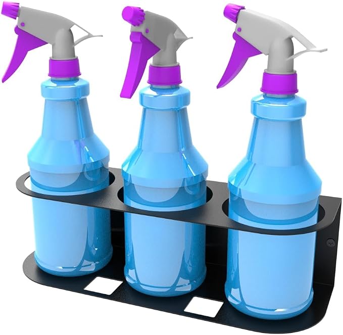 JINGCHENGMEI 2Pcs of 3 Spray Bottles Holder, Steel Wall Mount Storage Organizer - Image 3
