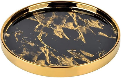 Small Round Black Decorative Tray – Marble Look Jewelry Dish, Perfume Organizer - Image 6