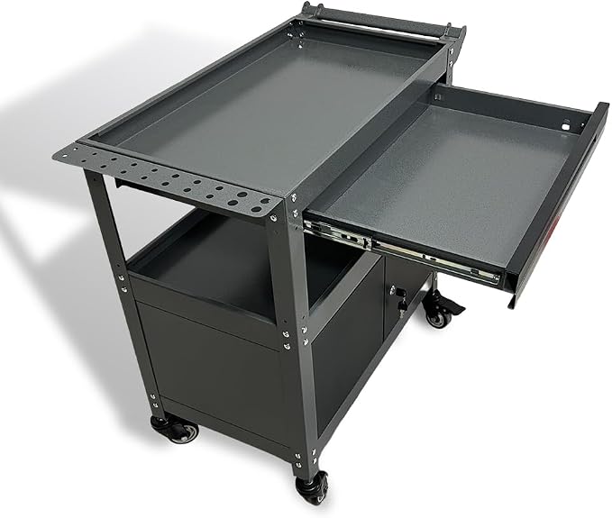 3 Tier Steel Rolling Cart for Tool Organizer, Industrial Grade Utility Service - Image 7