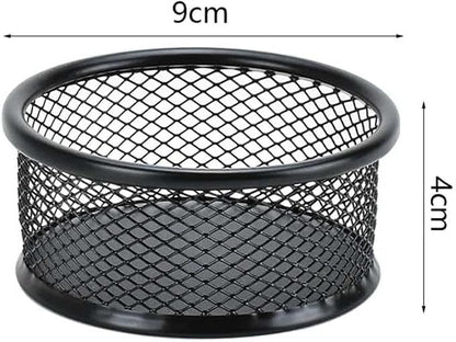 1Pc Black Metal Paper Clip Holder Mesh Paperclip Bowl Binder Clip Dispenser - Image 2