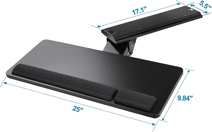 Keyboard Tray Under Desk, 25x9.84'' Large Slide Out Swivel Tilt Computer - Image 6