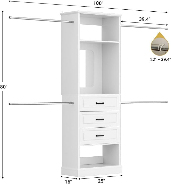Unikito Closet System, 4FT - 9FT Closet Organizer - Image 7