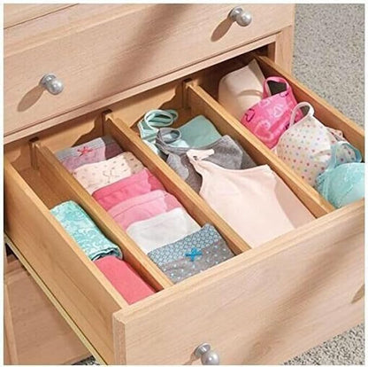 6 Pack Bamboo Kitchen Drawer Dividers, Expandable Drawer Separators Splitter - Image 4