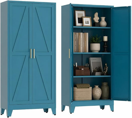 61" H Kitchen Pantry Storage Cabinet, Farmhouse Pantry Cabinet, Tree Doors by FIRMET