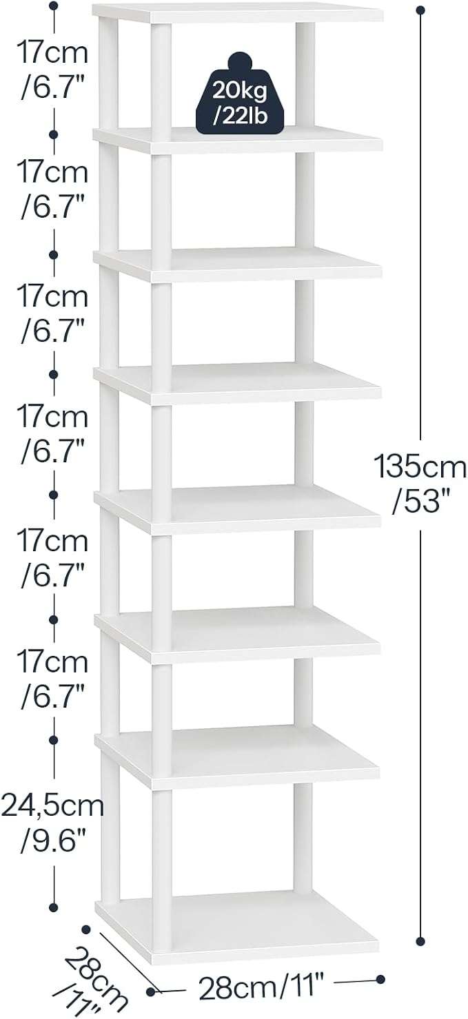 HOOBRO Vertical Shoe Rack, 8-Tier Narrow Shoe Shelf, Shoe Storage Organizer - Image 2